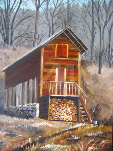 Mazot à Samoens Painting titled "Mazot à Samoens" by Christine Chevieux, Original Art, Oil