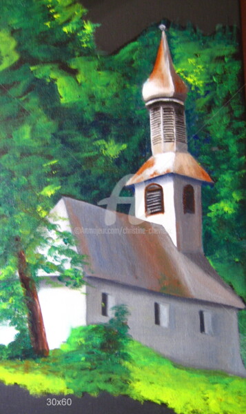Painting titled "Chapelle de Vercland" by Christine Chevieux, Original Artwork, Oil