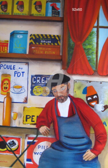 Painting titled "vieilles pubs" by Christine Chevieux, Original Artwork, Oil