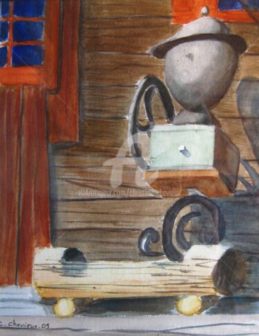 Peinture intitulée "moulin à café" par Christine Chevieux, Œuvre d'art originale, Aquarelle