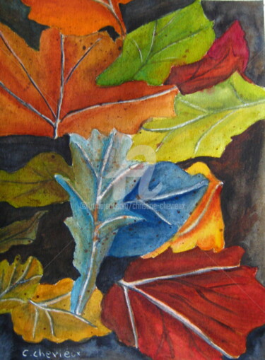 Peinture intitulée "automne" par Christine Chevieux, Œuvre d'art originale, Aquarelle
