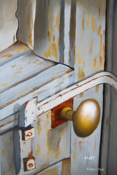 Peinture intitulée "poignée de porte 1" par Christine Chevieux, Œuvre d'art originale, Huile
