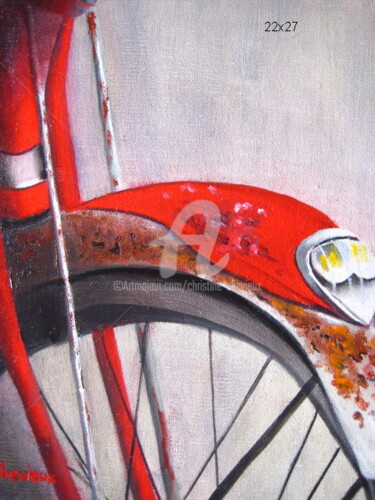 Peinture intitulée "vieille bicyclette" par Christine Chevieux, Œuvre d'art originale, Huile