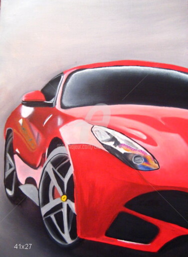 Peinture intitulée "Ferrari" par Christine Chevieux, Œuvre d'art originale, Huile