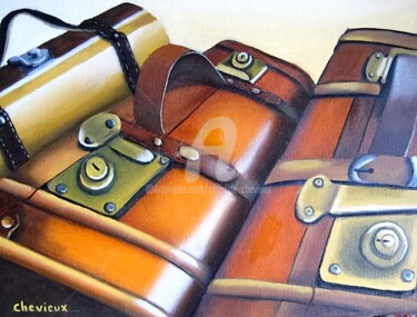 Peinture intitulée "vieilles valises 6" par Christine Chevieux, Œuvre d'art originale, Huile