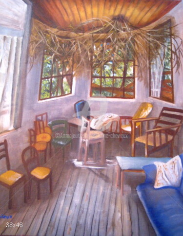 Картина под названием "veranda" - Christine Chevieux, Подлинное произведение искусства, Масло