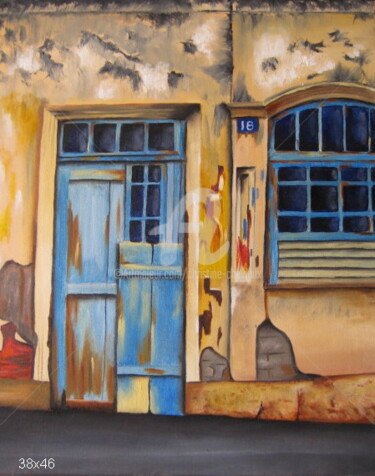 Peinture intitulée "porte" par Christine Chevieux, Œuvre d'art originale, Huile