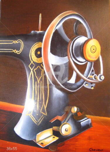 「machine à coudre de…」というタイトルの絵画 Christine Chevieuxによって, オリジナルのアートワーク, オイル