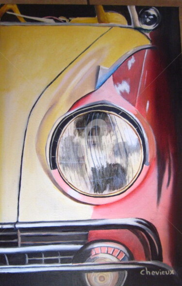 Peinture intitulée "vieille voiture ame…" par Christine Chevieux, Œuvre d'art originale, Huile