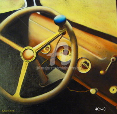 Schilderij getiteld "vieux volant" door Christine Chevieux, Origineel Kunstwerk, Olie