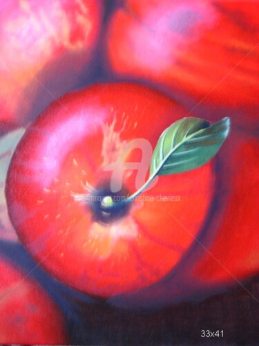 Peinture intitulée "pommes" par Christine Chevieux, Œuvre d'art originale, Huile