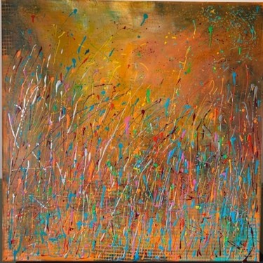 Painting titled "POP ORANGE" by Christine Chirade Art Abstrait, Original Artwork, Acrylic