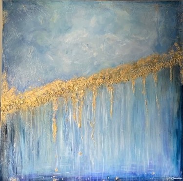 Painting titled "Blue Gold 3" by Christine Chirade Art Abstrait, Original Artwork, Acrylic