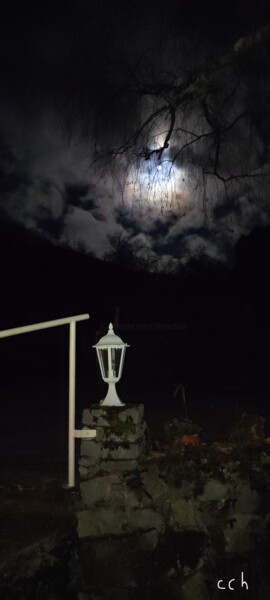 Fotografia intitolato "Lune d'hiver" da Christine Chomicki, Opera d'arte originale, Fotografia digitale