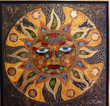 Painting titled "Le soleil" by Christine Collin, Original Artwork