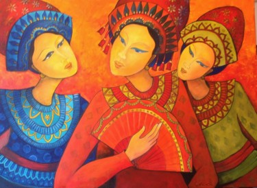 Peinture intitulée "Asiatides" par Christine Coscioli, Œuvre d'art originale, Acrylique