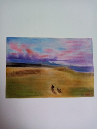 Painting titled "En route vers la li…" by Marie Christine Creput, Original Artwork, Pastel