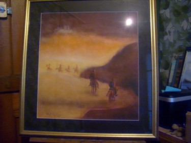 Painting titled "la Caravane" by Marie Christine Creput, Original Artwork, Pastel