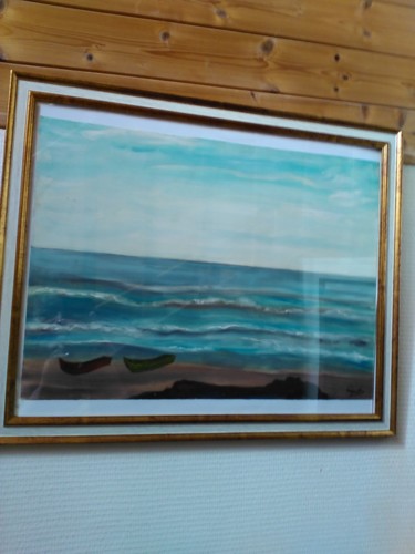 Peinture intitulée "les barques" par Marie Christine Creput, Œuvre d'art originale, Huile