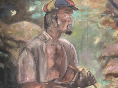 Painting titled "Jamaican Sculptor" by Christine Demi, Original Artwork, Oil