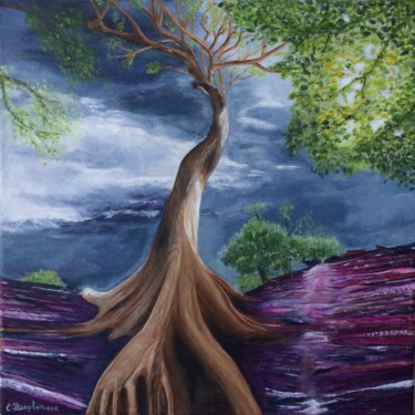 Pintura titulada "les racines de la v…" por Christine Desplanque, Obra de arte original, Acrílico Montado en Bastidor de cam…
