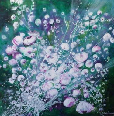 Painting titled "bouquet Zen" by Christine Desplanque, Original Artwork, Acrylic Mounted on Wood Stretcher frame