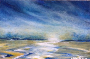 Peinture intitulée "la plaine bleue" par Christine Desplanque, Œuvre d'art originale, Acrylique