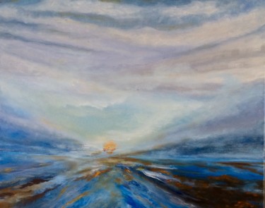 Painting titled "Soleil levant" by Christine Desplanque, Original Artwork, Oil