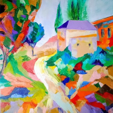 Peinture intitulée "paysage d'occitannie" par Christine Desplanque, Œuvre d'art originale, Huile