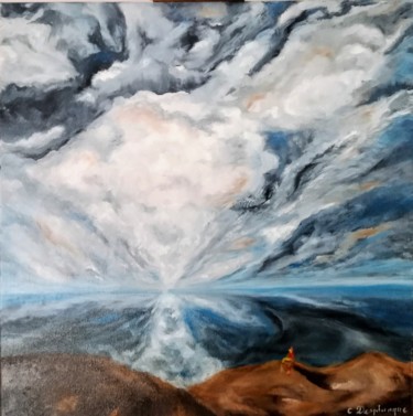 Pittura intitolato "l 'orage gronde" da Christine Desplanque, Opera d'arte originale, Olio