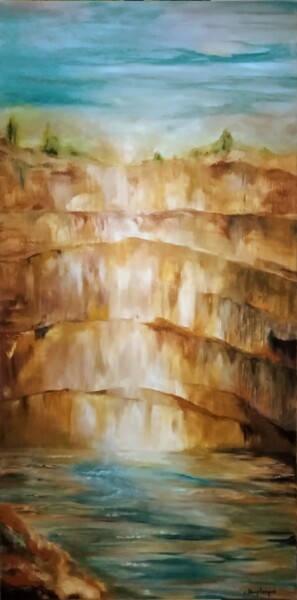 Peinture intitulée "Les falaises lumière" par Christine Desplanque, Œuvre d'art originale, Huile Monté sur Châssis en bois