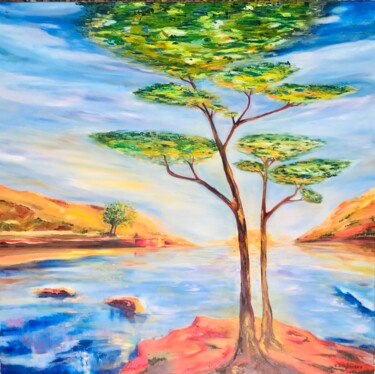 Malerei mit dem Titel "Les arbres d occita…" von Christine Desplanque, Original-Kunstwerk, Öl Auf Keilrahmen aus Holz montie…