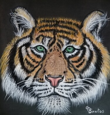 Pintura intitulada "tigre" por Christine Dos Santos, Obras de arte originais, Óleo