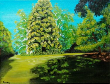 Painting titled "Forêt de Rambouillet" by Christine Dos Santos, Original Artwork, Acrylic