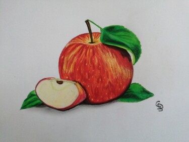 Drawing titled "Pomme" by Christine Dos Santos, Original Artwork, Pencil