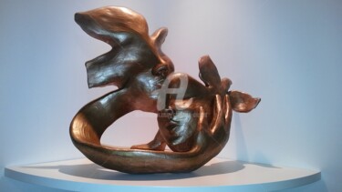 Sculpture titled "Tendre amour" by Christine Dupont, Original Artwork, Ceramics