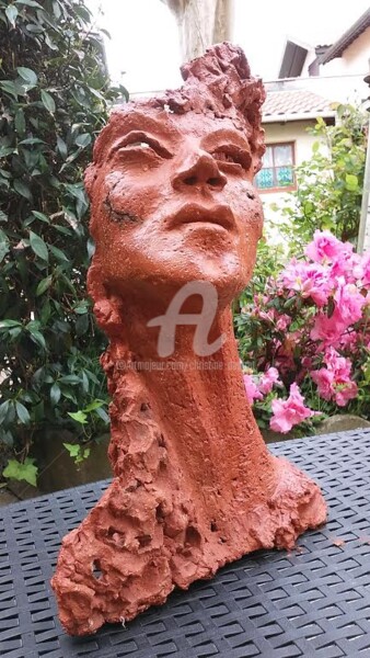 Sculpture titled "L'écorchée" by Christine Dupont, Original Artwork, Terra cotta