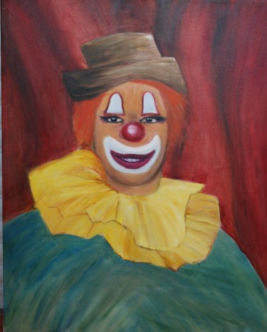 Painting titled "Clown" by Christine Franceschini, Original Artwork, Oil