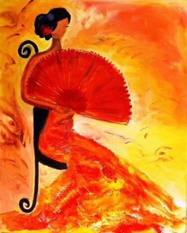 Painting titled "FLAMENCO" by Christine Goubon, Original Artwork