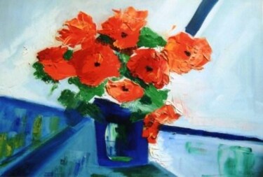 Painting titled "BOUQUET ROUGE ET BL…" by Christine Goubon, Original Artwork