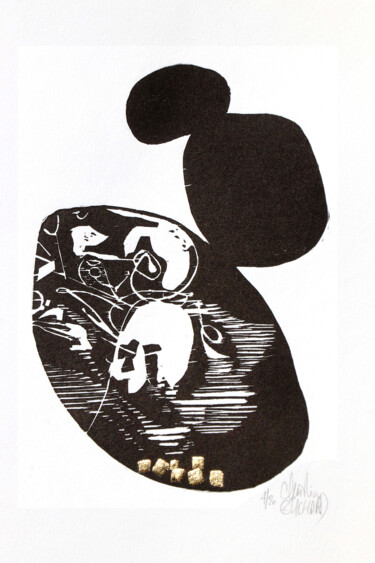 Incisioni, stampe intitolato "La pierre de patien…" da Christine Guichard, Opera d'arte originale, Xilografia