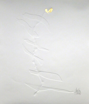 Druckgrafik mit dem Titel "La fleur d'or" von Christine Guichard, Original-Kunstwerk, Prägung