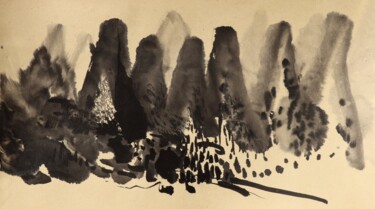 "Montagnes et brume" başlıklı Tablo Christine Guichard tarafından, Orijinal sanat, Mürekkep