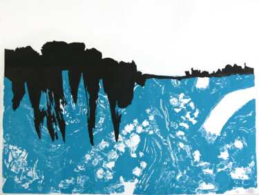 Druckgrafik mit dem Titel "Immersion colorée" von Christine Guichard, Original-Kunstwerk, Gravur