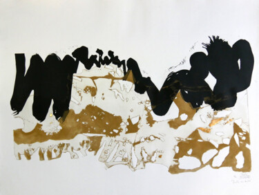 Gravures & estampes intitulée "De l'or sous les pi…" par Christine Guichard, Œuvre d'art originale, Eau-forte