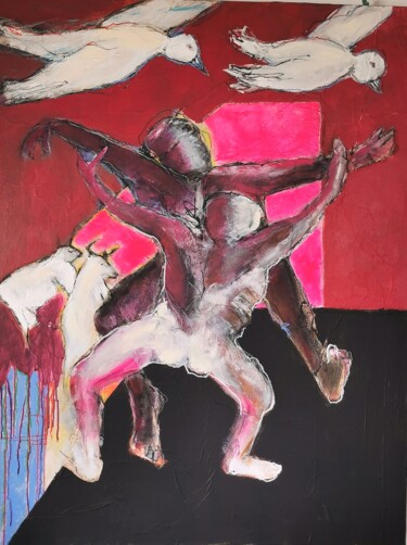Schilderij getiteld "La danse des fous" door Christine Heim, Origineel Kunstwerk, Acryl