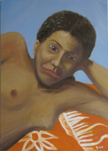 Peinture intitulée "Karim, modèle pro" par Christine Jumaucourt, Œuvre d'art originale, Huile