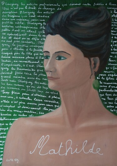 Schilderij getiteld "Mathilde, modèle pro" door Christine Jumaucourt, Origineel Kunstwerk, Olie
