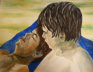 Peinture intitulée "père et fils 3" par Christine Jumaucourt, Œuvre d'art originale, Aquarelle