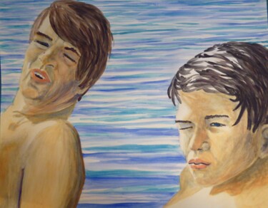 Peinture intitulée "père et fils 2" par Christine Jumaucourt, Œuvre d'art originale, Aquarelle